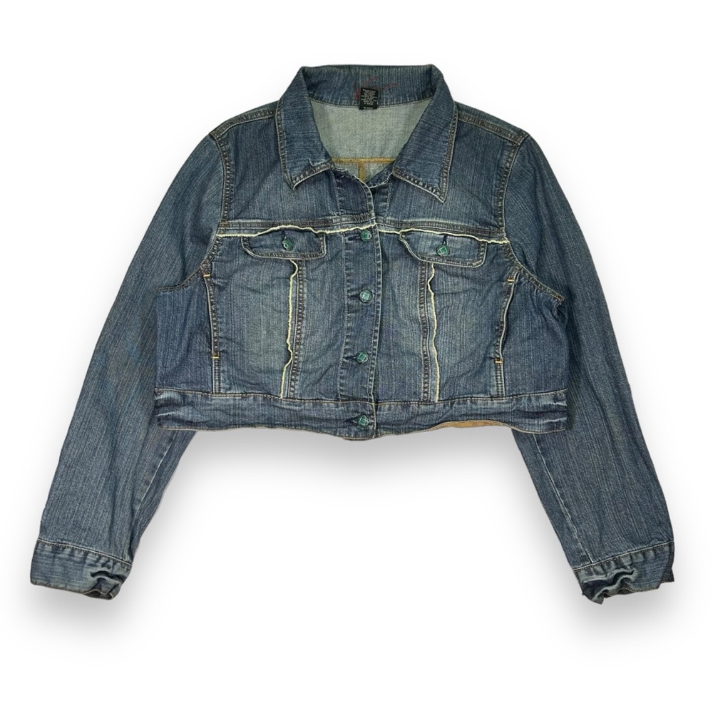 Vintage Y2K Denim Cropped Jacket Womens 14/16 (Large)